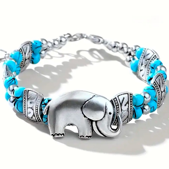 Jewelry - New Silver and Turquoise Elephant Bracelet
